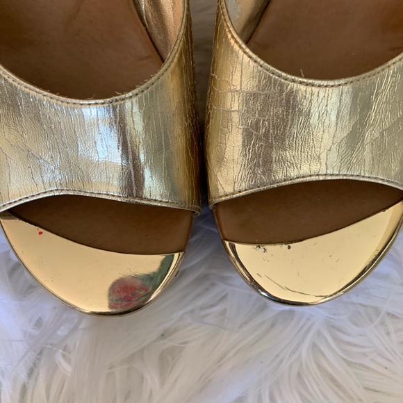 Boston Proper Shoes Boston Proper Gold Wedge Sandal Poshmark